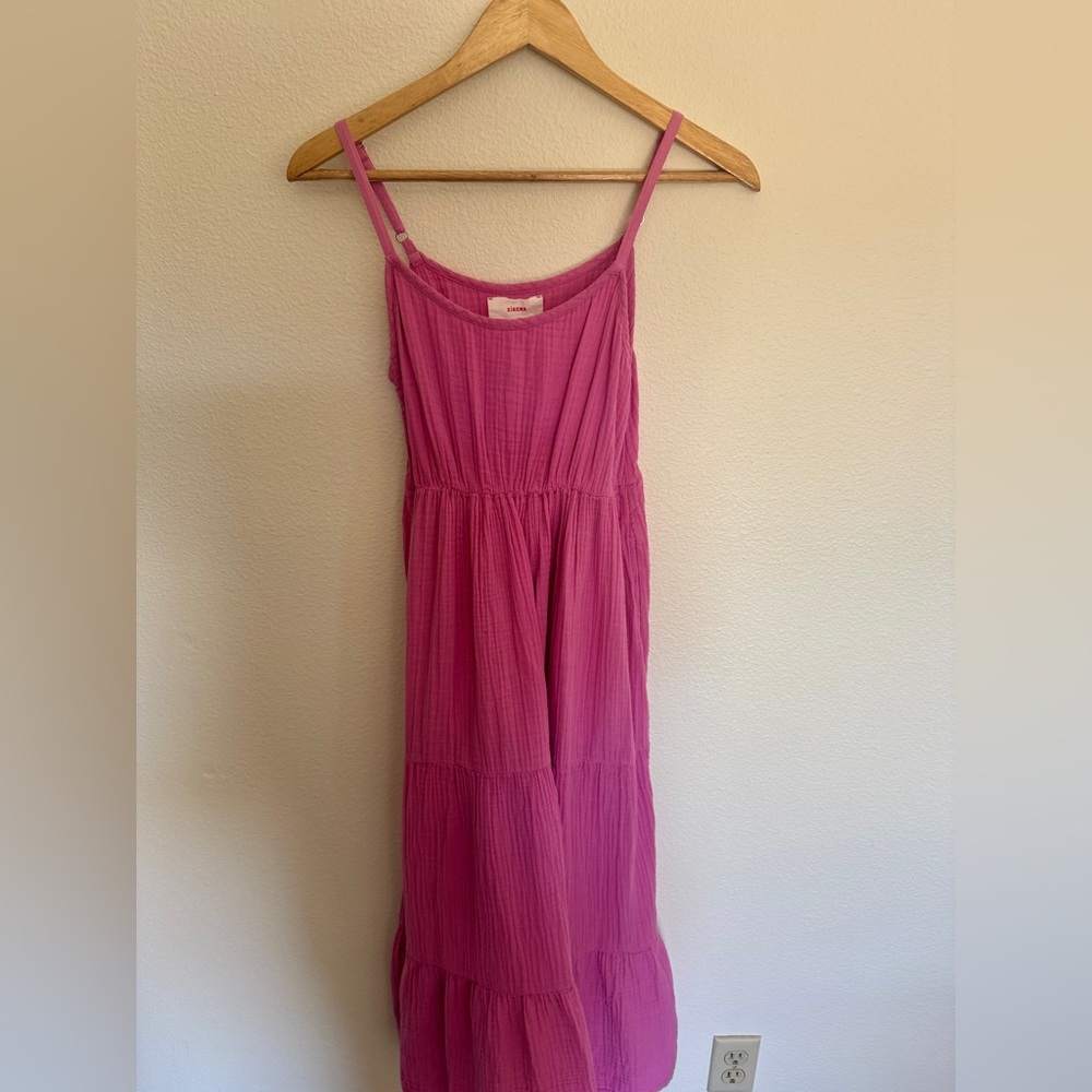 XiRENA Cotton Gauze Dress Pink Tiered Midi Dress